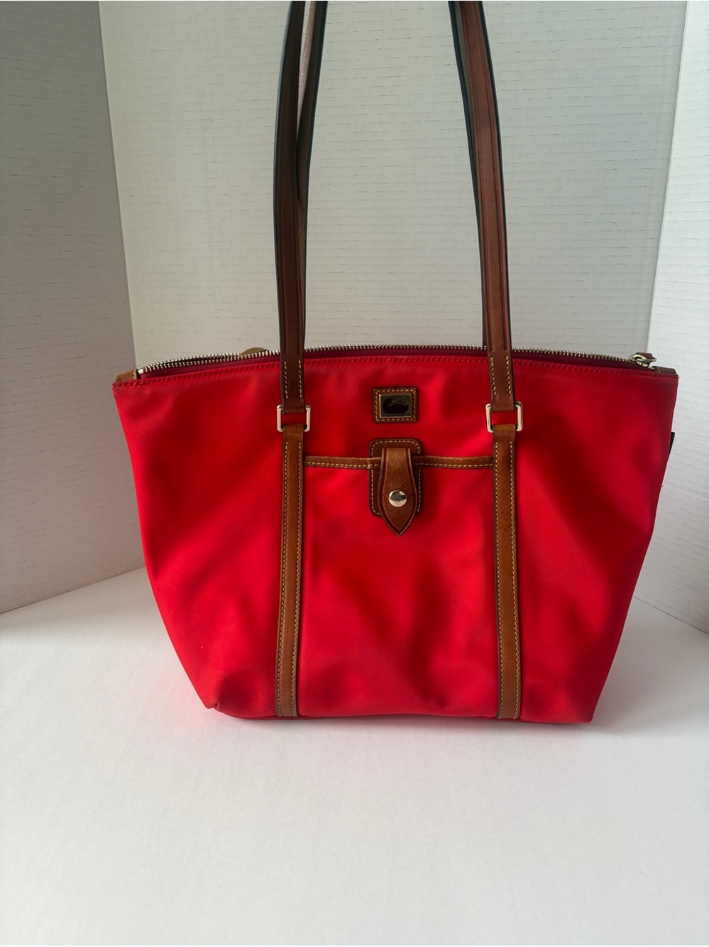 Dooney and Bourke Red Wayfair nylon and leather zip tote